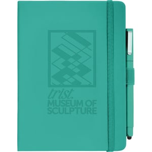 Turquoise front facing journal with matching stylus pen  