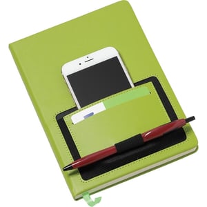 Green Moda Notebook with Phone Pocket