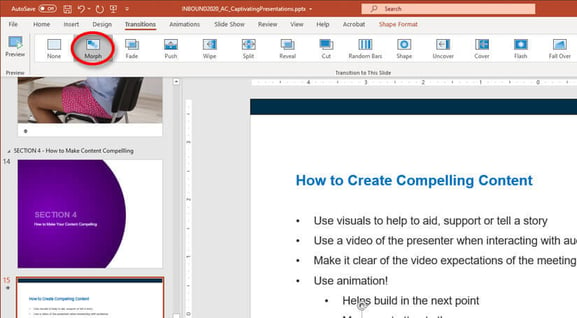 how to use the powerpoint morph tool