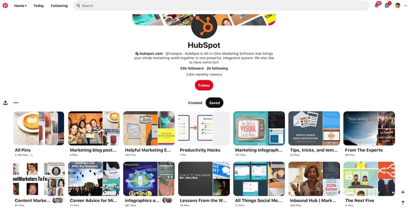 Hubspot pinterest board