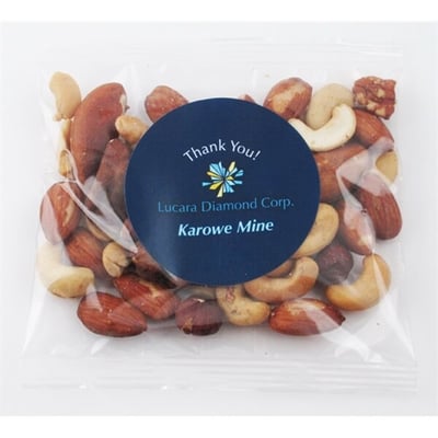 Clear bag with thank you sticker with mixed nuts inside