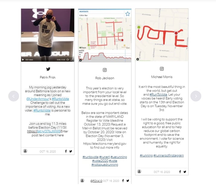UGC example Under Armour run to vote