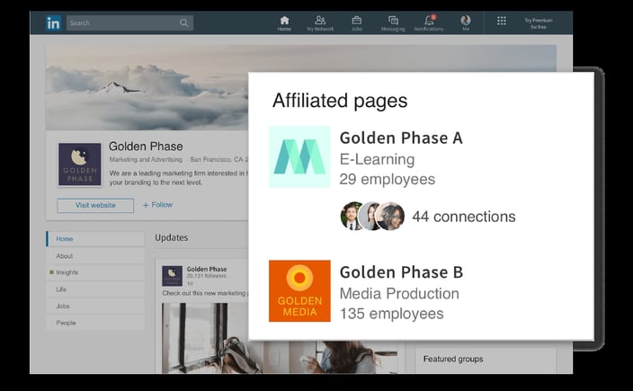 linkedin showcase pages example