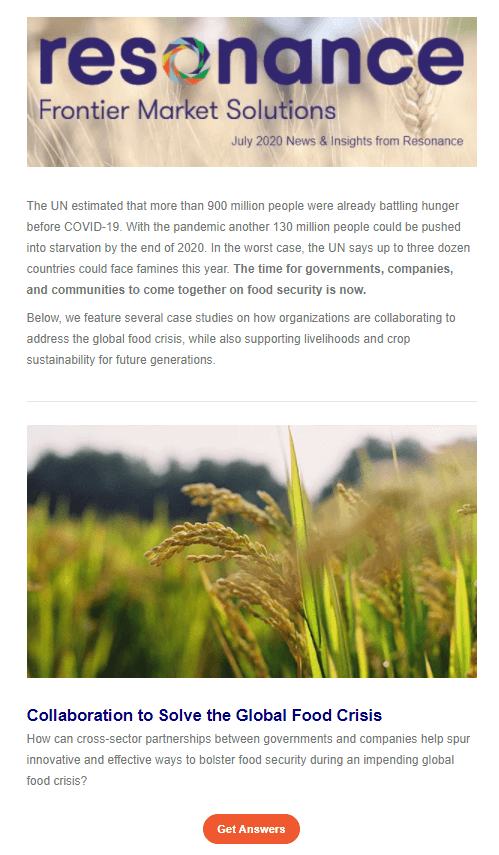 Example of an email newsletter using photos.