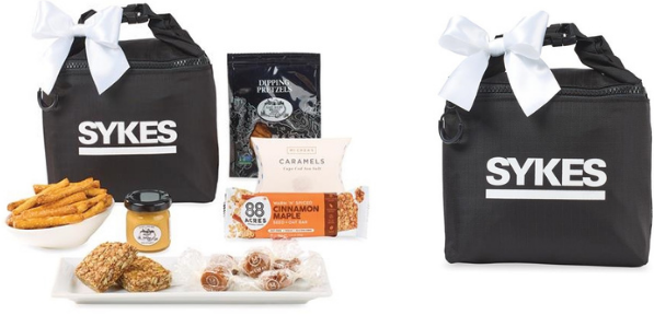 branded cooler with snacks for clients