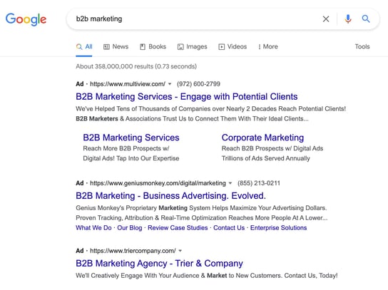 example of a b2b search campaign