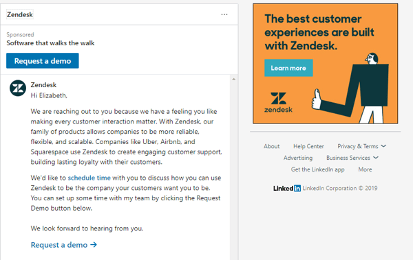 Sponsored InMail - Zendesk